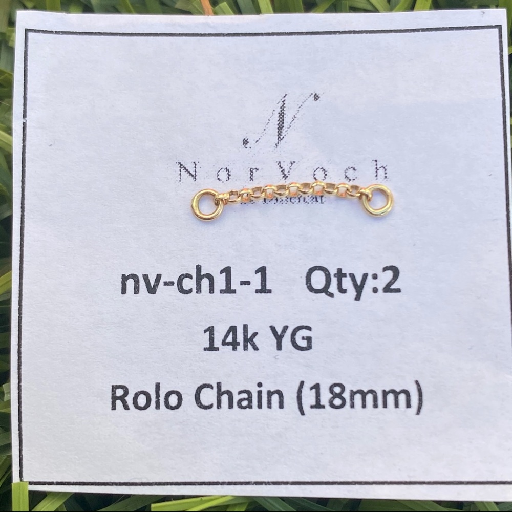 NorVoch 14k Yellow gold 18mm Chain Fits 16/18g